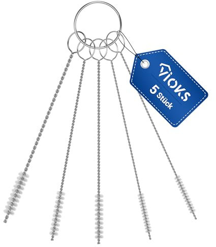 VIOKS Juego de 5 cepillos de limpieza flexibles, pajita, cepillo limpiador de botellas, cepillo de 10 cm, cepillo de limpieza para botellas, pequeño set para manguera de leche, tetera, cafetera, tubos