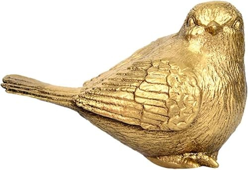 VXKAJESAE Golden Birds Figurine Copper Birds Art Sparrow Garden Statue Model Toys for Dollhouse Miniatures Micro Landscape Cake Toppers Bronze Random Style