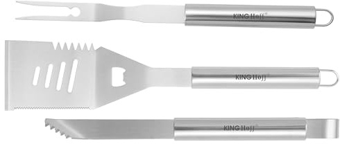 Grillbestick-set, 3 delar, grillverktyg, BBQ bestickset, grilltillbehör set King Hoff KH-1919