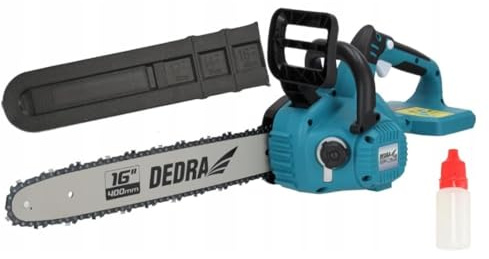 Batteridriven motorsåg 16 tum, 2 x 18 V, DEDRA, styrskena 16 tum, dubbel strömförsörjning, med säkerhetsbroms, borstlös motor, verktygsfri kedjespänning, utan batteri/laddare