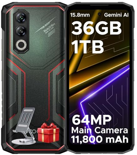 DOOGEE Blade 20 Max Rugged Smartphone, 36GB RAM+1TB ROM(2TB TF) Telefono Indistruttibile, 11800mAh/33W, MTK Helio G100 Octa Core, 6.6 120Hz, 64MP+20MP+16MP, Android 15/NFC/4G Dual SIM/Face ID