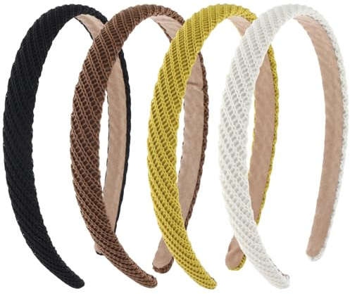 4 Pcs Thin Headband For Women - Fashionable Non-Slip Knitted Hairbands in Solid Colors, Perfect Hair Accessories for All Occasions Christmas Decor