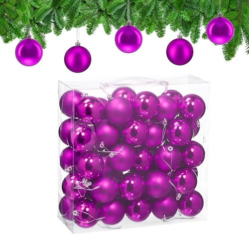 Relaxdays Weihnachtskugeln 50er Set, Weihnachtsdeko, matt & glänzend, Christbaumkugel ∅ 6 cm, Weihnachtsbaumdeko, pink