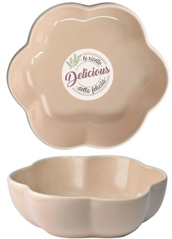 WALD Set 2 Pirofile monoporzione in Kergrès – Argilla ceramica ad alta resistenza per forno – Ideali per cucina e servizio a tavola (Fiore Bianco)