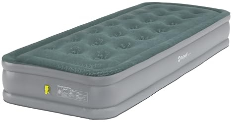 Outwell Flock Excellent Raised Air Bed – Premium Inflatable Mattress with Soft Velour Top, Carry Bag & Double Seal Valve for Camping, Outdoors & Indoor Use - Ultra Comfortable (Single)