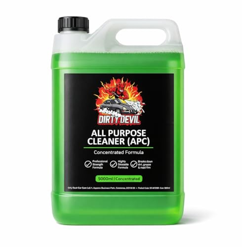 Dirty Devil APC 5 Litre All Purpose Cleaner – Heavy Duty, Ultra Concentrated Multi-Surface Interior & Exterior Deep Cleaner – Safe for Plastics, Fabric, Engine Bays & Floors