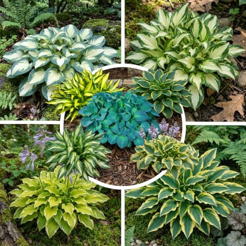 FLORIUM Hosta Funkie Pflanzen Mini Kollektion | Mischung von 5 Sorten | Große Funkien Winterharte Nacktwurzel Pflanzen/Stauden aus Holland (kein Samen)