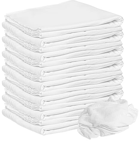 Nabob Wipers New Lint Free Cloth (225 Pack) - 100% Cotton Cleaning Rags Exact Cut - Premium White Rags for Cleaning House - White Rags for Dusting, Staining, Polishing, Painting 18x18