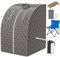 RELAX4LIFE 3 L Mini Dampfsauna, Heimsauna mit Fernbedienung, 9-stufiger Timer bis 90 Min/Temperatur flexibel einsetzbar bis 64 °C, Mini-Sauna 1000 W Verdampfer, Saunakabine mit Zubehör (Grau)