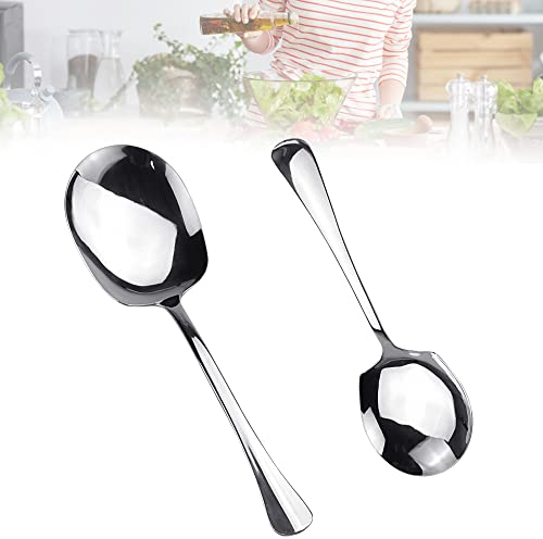 KLYNGTSK 2 Stück Edelstahl Servierlöffel Buffet Esslöffel Groß Reislöffel Metall Auffülllöffel Vorlegelöffel 25/21cm Servierlöffel mit Langen Griffen für Küche Restaurant Buffet, Silber