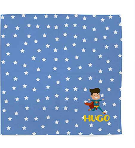 Wanapix | Servilleta de Tela Personalizada | Servilleta de Tela Infantil con Nombre | Algodón de Calidad Grosor: 400g/m2 | Cara Personalizable: 100% Microfibra | Medidas: 45x45 CM | (SuperKid Chico)