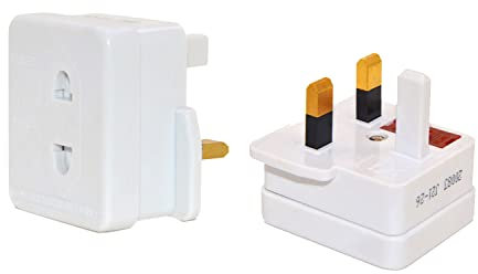 Shaver and Toothbrush Plug Adaptors - 2 to 3 Pin Plugs, CE Approved, UK Fuse Rated 1A 250V ac 50/60Hz, Socket Converter for Electric Tooth Brushes, Lightweight and Great for Travel (1)