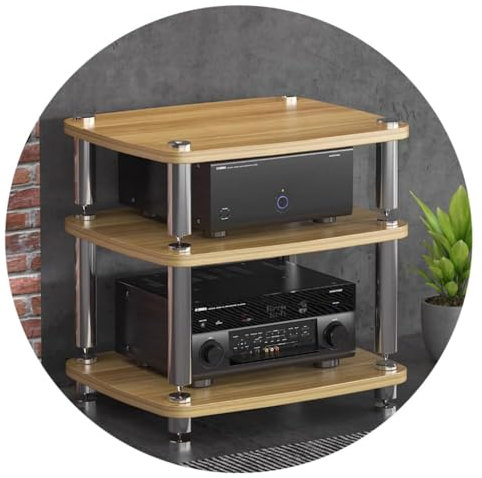 1/2/3/4-lagiger HiFi-Audioschrank Audio-Rack Für Streaming-Geräte Mit Stoßdämpfenden Füßen – Audio-Video-Komponenten (Color : Wood Color, S : 60 * 48 * 57cm(3Tier))