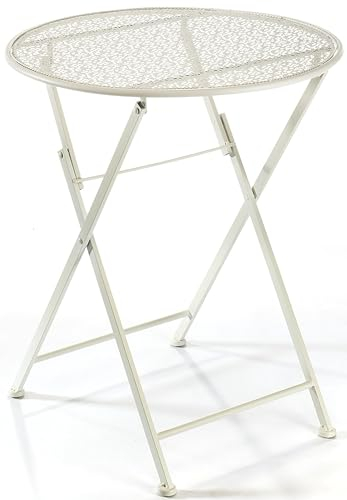 Kobolo Gartentisch Metalltisch Bistrotisch Tisch - Metall - 60cm - Cream