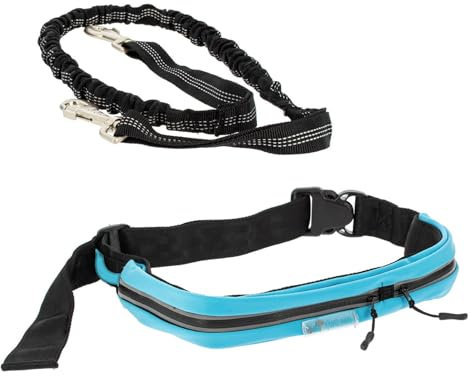 FIDELAMI Laisse de Sport : Ceinture Mains Libre et Laisse Anti Chocs,2 Poches