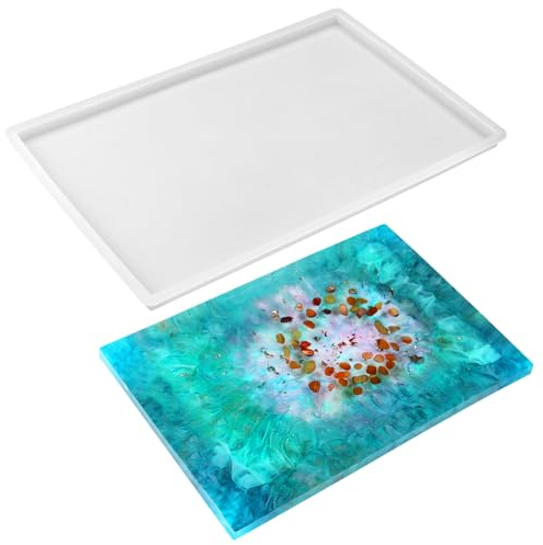 Epoxidharz Formen Groß, 30cm x20cm Silikonform Tablett Groß, Silikonformen Gießformen Tablett, Tray Mold Resin, Rechtecke Obsttablett Epoxidharz, Epoxidharzformen für DIY Tee Tablett Obstschale