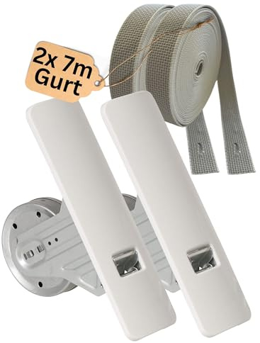 Rollwin 2 avvolgitori per tapparelle da incasso da 165 mm a 185 mm, distanza tra i fori regolabili per cassette da parete con avvolgitore per cinghia, copertura per ritaglio bianco, avvolgicalze
