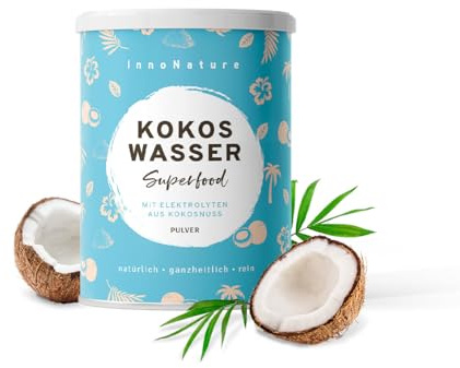 InnoNature Kokoswasser-Pulver mit Elektrolyten, 225g, 100% Kokoswasser, vegan, ohne Zusatzstoffe