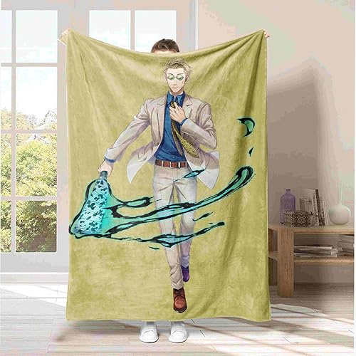 Anjinguang Coperta in flanella con Gojo Satoru, motivo anime JJK, Gojo, Satoru, Geto Suguru, leggera, decorazione per divano, biancheria da letto, coperta da viaggio per adulti e bambini