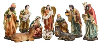 Inmaculada Romero IR Misterio Navidad Nacimiento 11 Piezas 20 cm. Belén clásico Niño Jesús Pesebre Virgen María San José