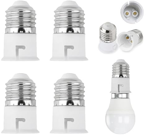 4 Pcs E27 to B22 Socket Converters, Socket Adapter Screw to Bayonet, Lamp Socket Adapter Socket Converter, E27 to Bayonet Light Bulb Socket Converter for LED Bulbs, Incandescent Bulbs, CFL Bulbs