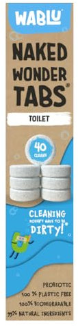 WABLU Probiotic Toilet Naked Wonder Tabs®, pastiglie per la pulizia del WC senza plastica, formula probiotica per la rimozione naturale delle macchie e il controllo degli odori, ingredienti naturali