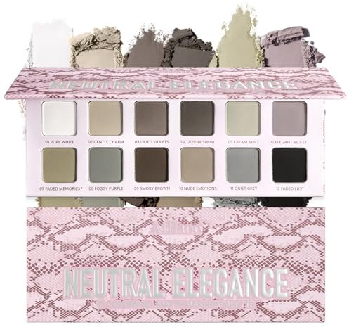 Afflano Palette de fards à paupières mats, nude Brown neutre, teinte froide pour le maquillage de jour de nuit, très pigmenté, blanc, gris, noir, marron, fard à paupières gothique smoky
