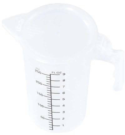 Misurino multiuso in plastica con coperchio, contenitore trasparente trasparente, accessori da cucina (250 ml)