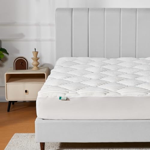 Novilla Sobrecolchón Peluche 150x190cm, Suave y Cálida, Relleno de Fibra Premium, Agradable a la Piel, Cubrecolchón Afelpado con Bolsillo Profundo Elástico de 30cm, Lavable a la Máquina, Blanco