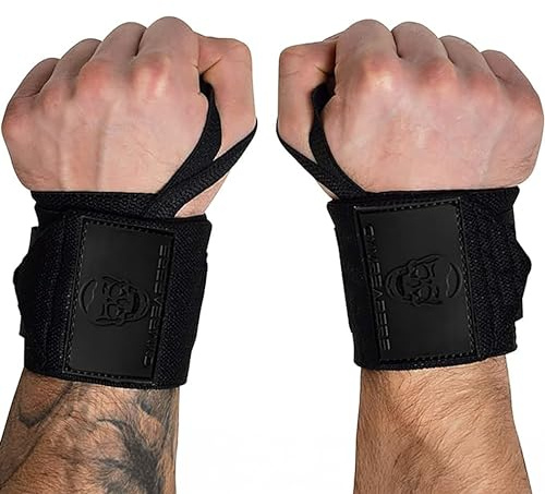 Gymreapers Muñequeras de levantamiento de pesas (aprobadas por IPF) de 18 pulgadas, soporte de muñeca de calidad profesional con lazo resistente para el pulgar, la mejor envoltura para competición de