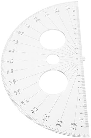 JEWEDECO Multi-Function Portable Half Circle Protractor Plastic Geometry Ruler for Students Teachers Measuring Tool Lightweight for School Office Use