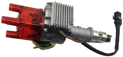 Distribuidor Tapa transparente roja Distribuidor de encendido completo DS2055A Compatible con FIAT Apto Compatible con RENAULT R9 R11 R12 R19 1300CC Distribuidor de encendido