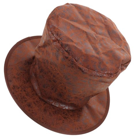 ORFOFE Sombrero de Copa Victoriano Vintage para Hombres, Alto y Transpirable, Hecho a Mano en Tela Color Café, Adecuado para Fiestas y Actuaciones Escénicas