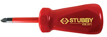 C.K T48345-2 Stubby Vde/1000V Slim Screwdriver Mod2 (Plusminus), Red