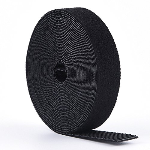 KUUQA 5M Fastening Tape Hook and Loop Straps Cable Ties for Cable Management 2CM Wide,Black
