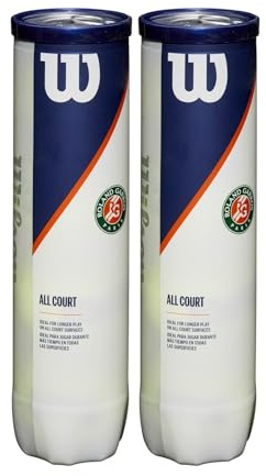Wilson Roland Garros, WRT116402 Palline da Tennis Ufficiali, 2 Tubi da 4 Palline, Tutte Le Superfici, 18 x 8