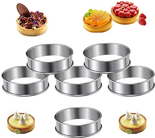 Cercle Tartelette, Pâtisserie Cercle, 6 Pièces Moule Antiadhésif, Anneau de Mousse Perforé pour Gâteau