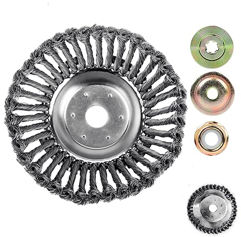 Lihaian Wildkrautbürste für Motorsense Rasentrimmer - Wildkrautbürste mit 25,4mm Bohrung, Bodendurchmesser 200mm, Kann Unkraut und Moos Effektiv Entfernen Improved Concept 8in grobe Drahtbürste