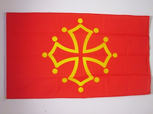 AZ FLAG - Drapeau Midi-Pyrénées - Occitanie - 90x60 cm - Drapeau Occitan - France 100% Polyester Avec Oeillets Métalliques Intégrés - Pavillon 50 g