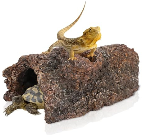 Cueva De Corteza De Árbol De Simulación De Reptiles, Hábitat Reptil Resina Oculta Corteza Decorada Corteza De Árbol De Anfibios De Simulación De Resina para Lagarto, Serpiente Y Reptil Oculta