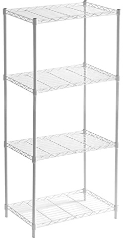 Catter House - Estantería metálica con Rejilla Klaus 120-56 x 35 x 120 cm, Color Blanco con 4 estantes soporta hasta 140 kg 35 kg por Estante, Acabado Cromado y fácil de Montar