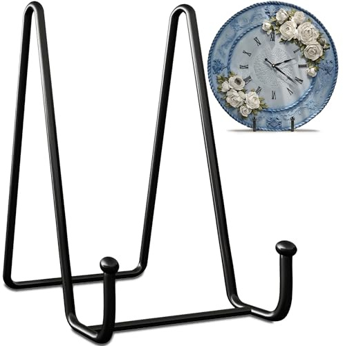 Plate Stands for Display-2 Pack 6 Inch Black Metal- Book Holder & Book Stand for Table, Racks-Trendy & Sturdy Display Stand for Decorative Art Plate, Tablets-Picture Stand for Party Decor (Black, 2 Pack 6 Inches)