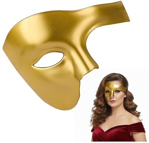 Balinco Opera halvmask, herrmask, damask, venetiansk karnevalsmask, halv ansiktsmask, halloweenmask, maskeradmask