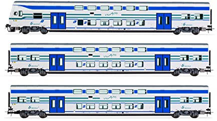 FS Trenitalia, confezione da 3 unità di carrozze Vivalto, 1 con cabina di guida + 2 carrozze intermedie in livrea Vivalto