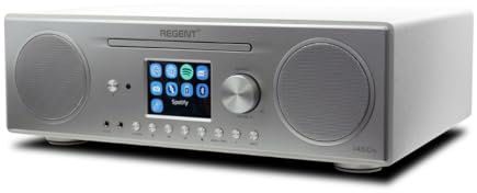 Regent i450s Lecteur CD Radio Internet WiFi Spotify Connect/AUX/USB/Bluetooth – Poste Radio: Enceinte, CD Player, Hi-FI, FM - Home Stéréo - Alarme Double, télécommande (Blanc)