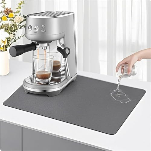 Tappetino macchina caffe 20x30cm, scolapiatti da cucina assorbente, tappeto lavandino, tappetino scolapiatti da cucina (Grigio)