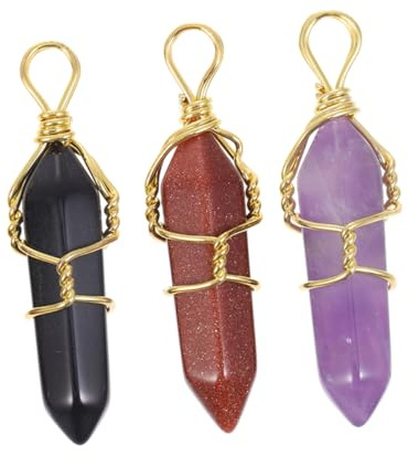 LALAFINA 3pezzi Pendenti Cristallo Energetici Naturale Colonnine Decorative Per Meditazione e Decorazione Domestica