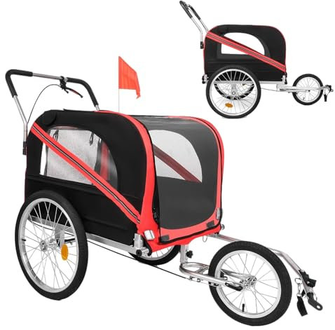 Remolque para Perros en Bicicleta, Transportín para Mascotas Pequeñas y Grandes, Enganche Universal para Bicicleta, Forro Antideslizante