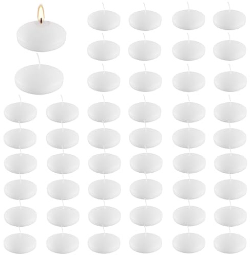 WANDGU 50 stelle galleggianti in stearine premium: 3,8 x 1,5 cm, candele galleggianti ecologiche senza gocce o fumo, decorazione per matrimoni, casa, bacini (4 ore di combuszione, eventi romantici)