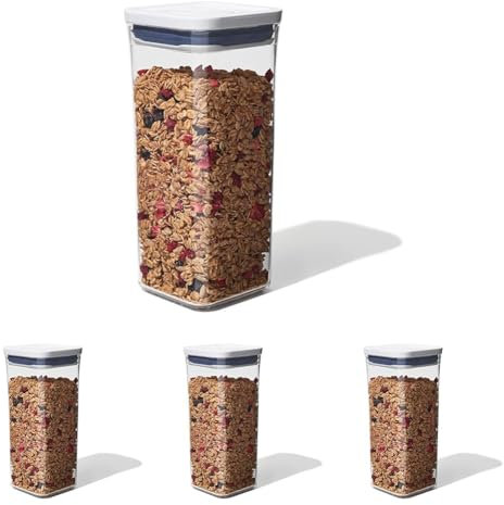 OXO Good Grips POP Containter - Small Square Medium 1.6 Litre, White (Pack of 4)